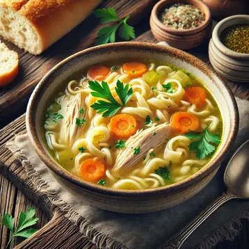 This is an image of " Home-style Chicken Noodle Soup "